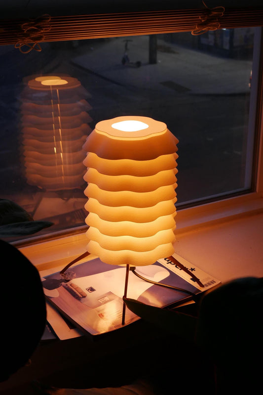 Sculptural Wavy Lamp • Modern Cylinder Light • Designer Table Lamp • Warm Lighting [ARLO.2 ]