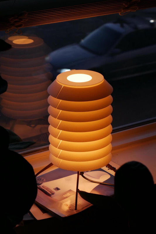 Modern Ambient Cylinder Lamp • Sculptural Rings • Warm Lighting • Minimalist Table Lamp [ARLO]