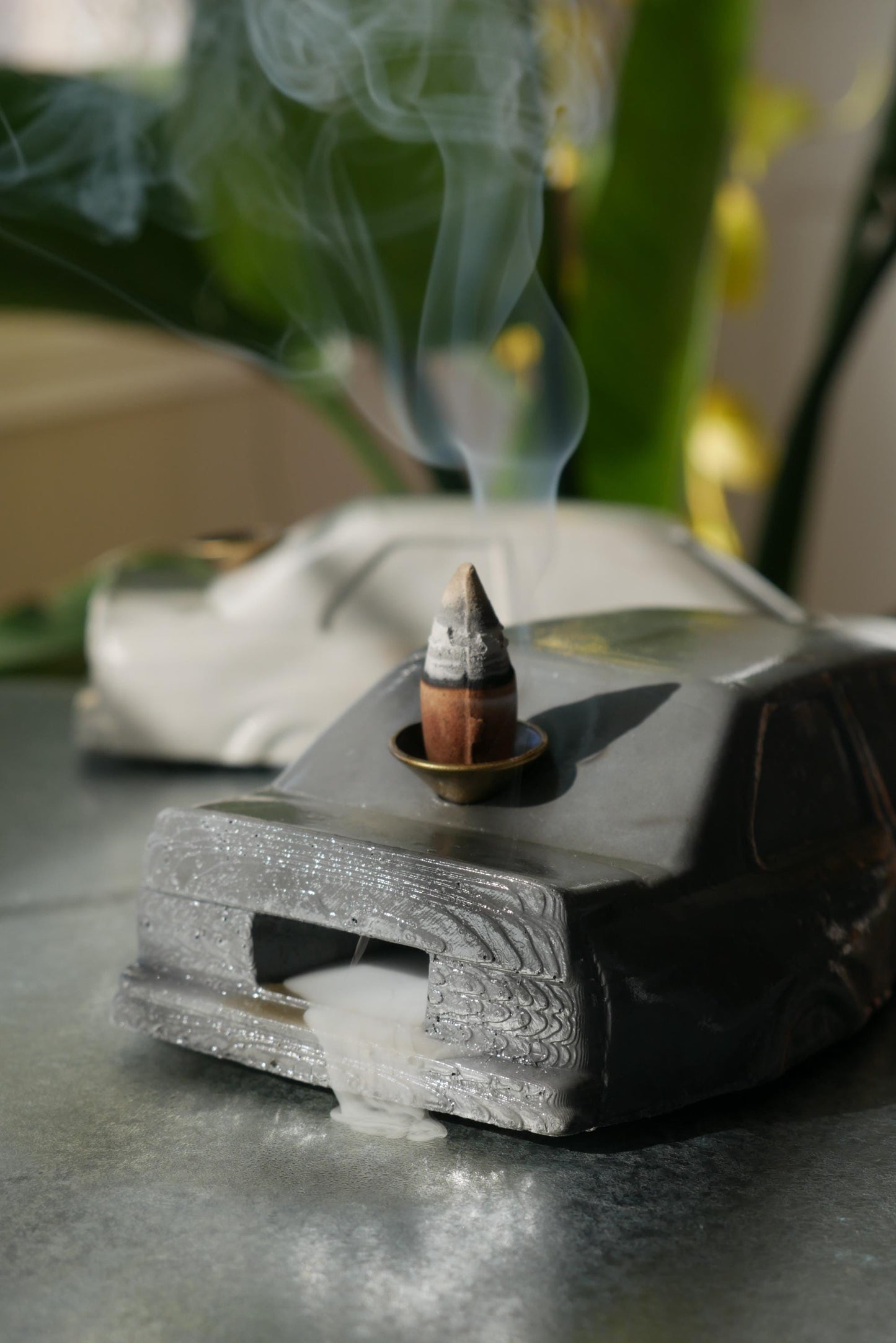 German-Style Concrete Car Incense Holder: Handmade Widebody Sculpture with Smoke Effect
