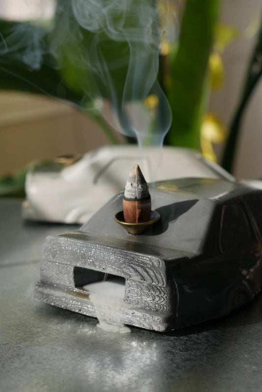 German-Style Concrete Car Incense Holder: Handmade Widebody Sculpture with Smoke Effect
