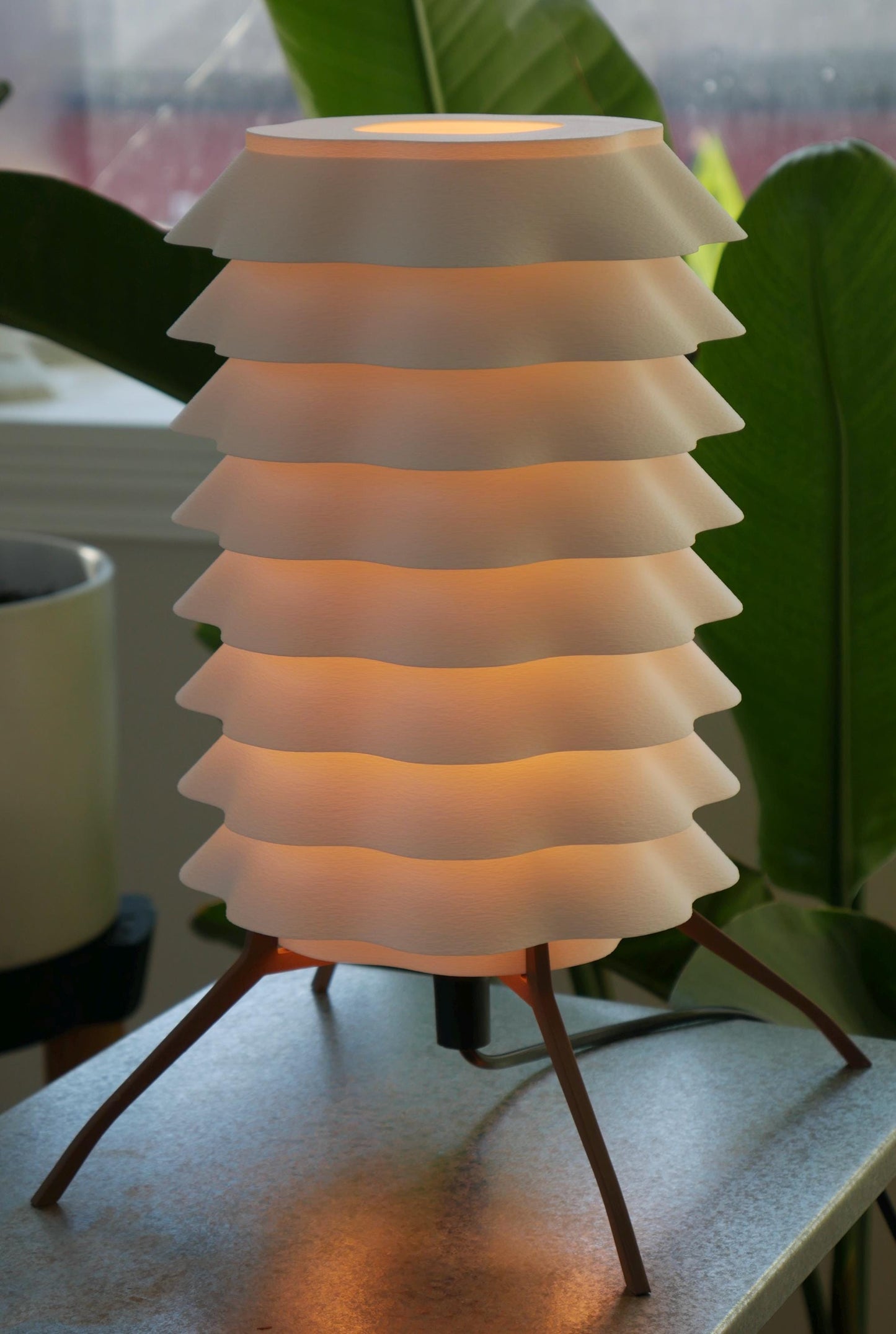 Sculptural Wavy Lamp • Modern Cylinder Light • Designer Table Lamp • Warm Lighting [ARLO.2 ]