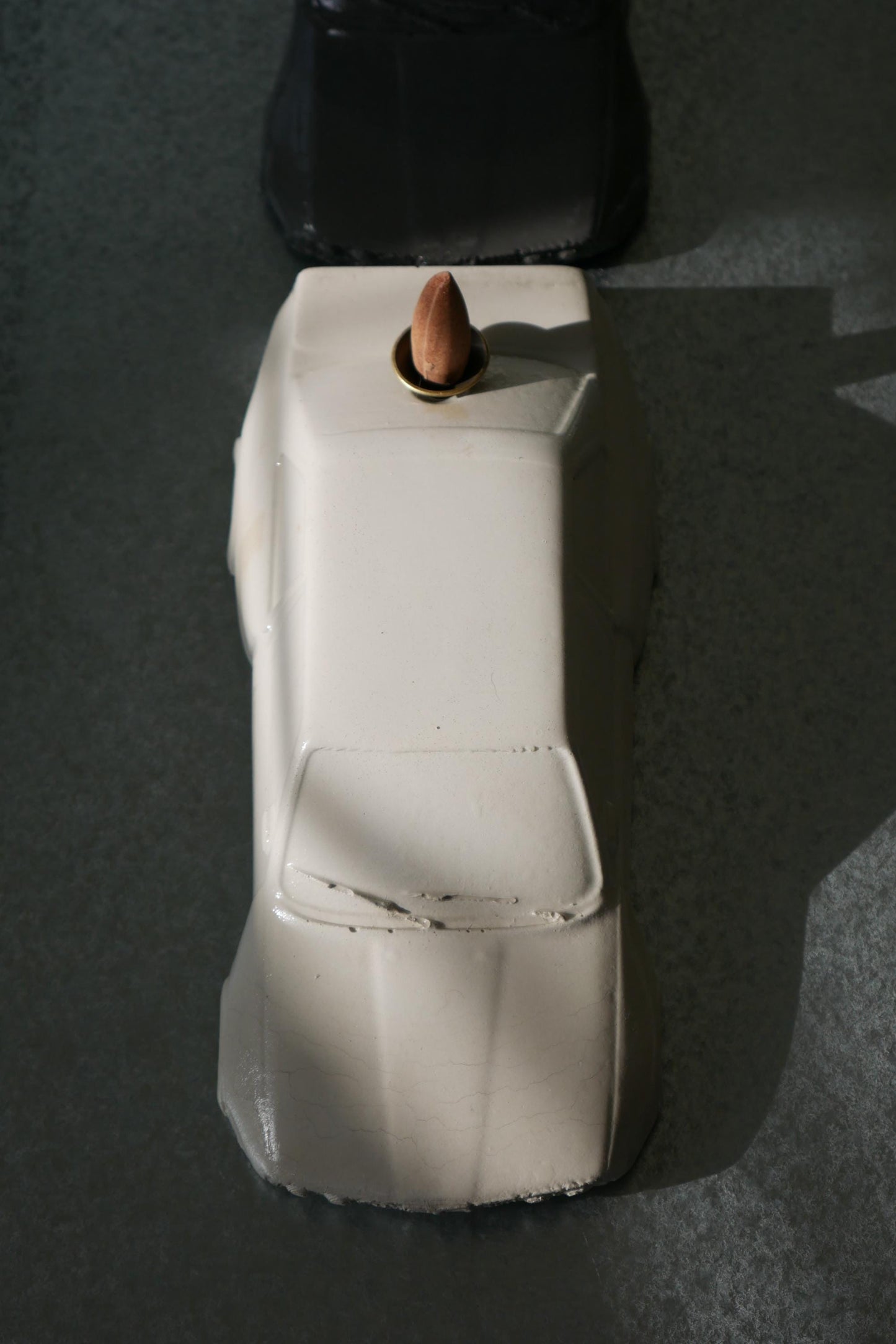 German-Style Concrete Car Incense Holder: Handmade Widebody Sculpture with Smoke Effect