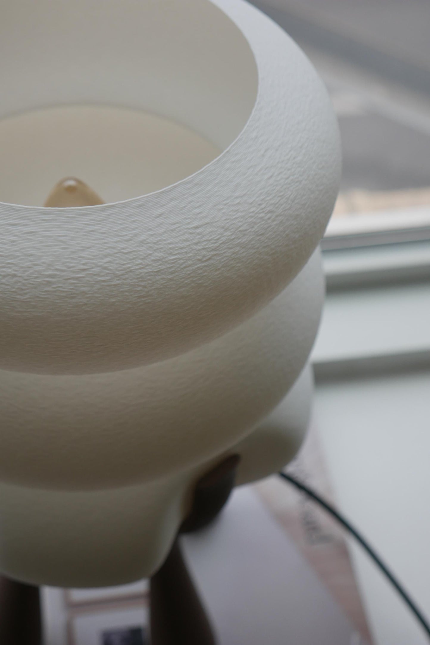 Sculptural Organic Table Lamp | Walnut Toned Base | Matte White Shade | Ambient Light | STAC