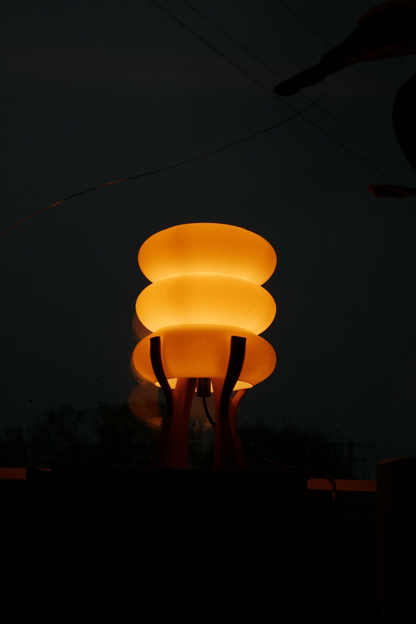 Sculptural Organic Table Lamp | Walnut Toned Base | Matte White Shade | Ambient Light | STAC