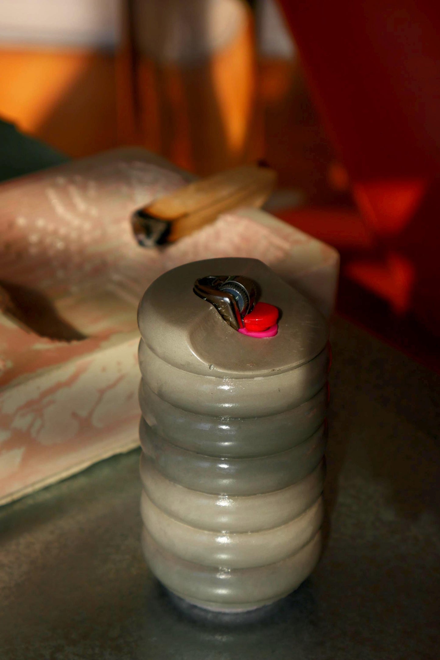 Sculptural Concrete Lighter Case - Handmade Modern Concrete Home Decor