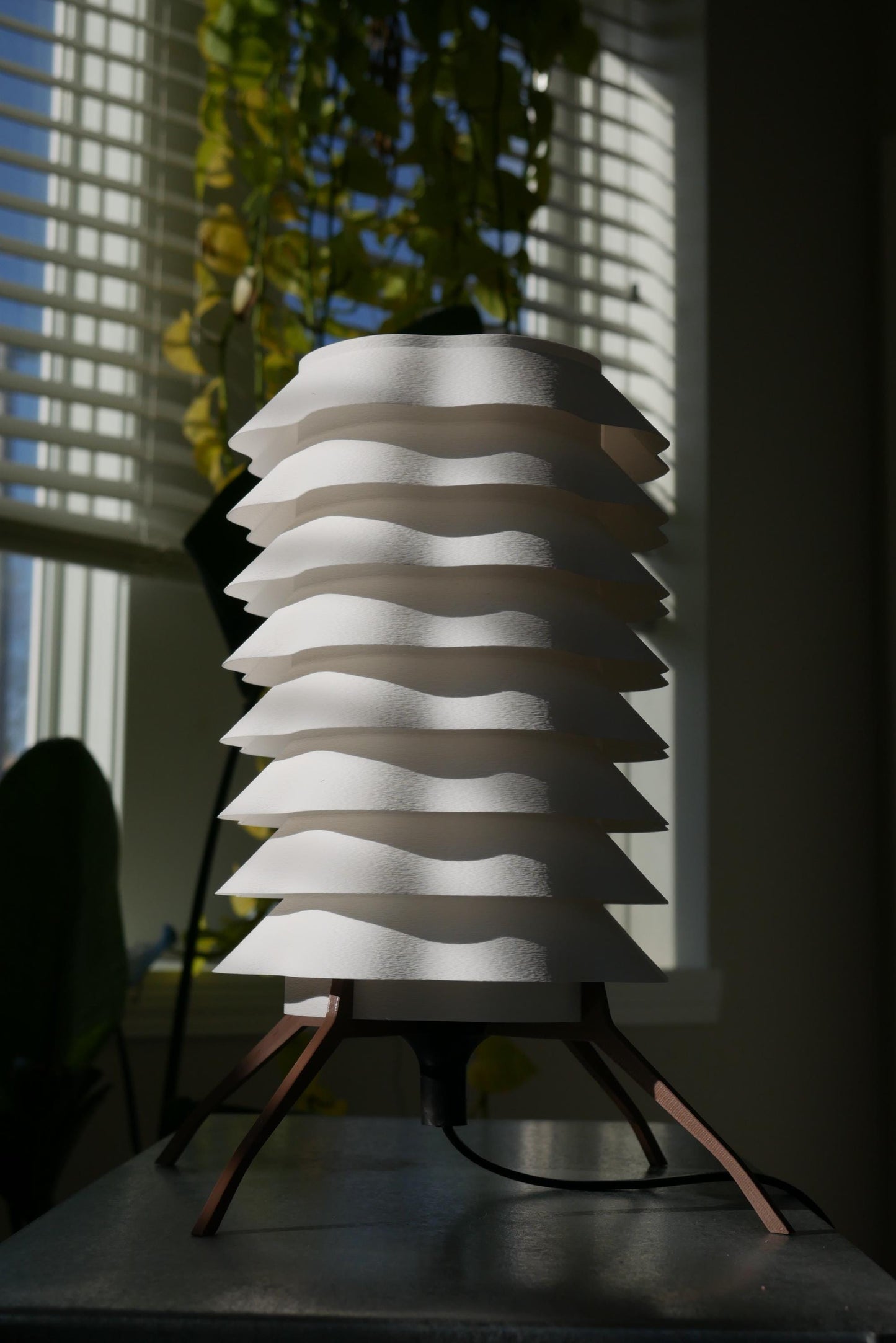 Sculptural Wavy Lamp • Modern Cylinder Light • Designer Table Lamp • Warm Lighting [ARLO.2 ]