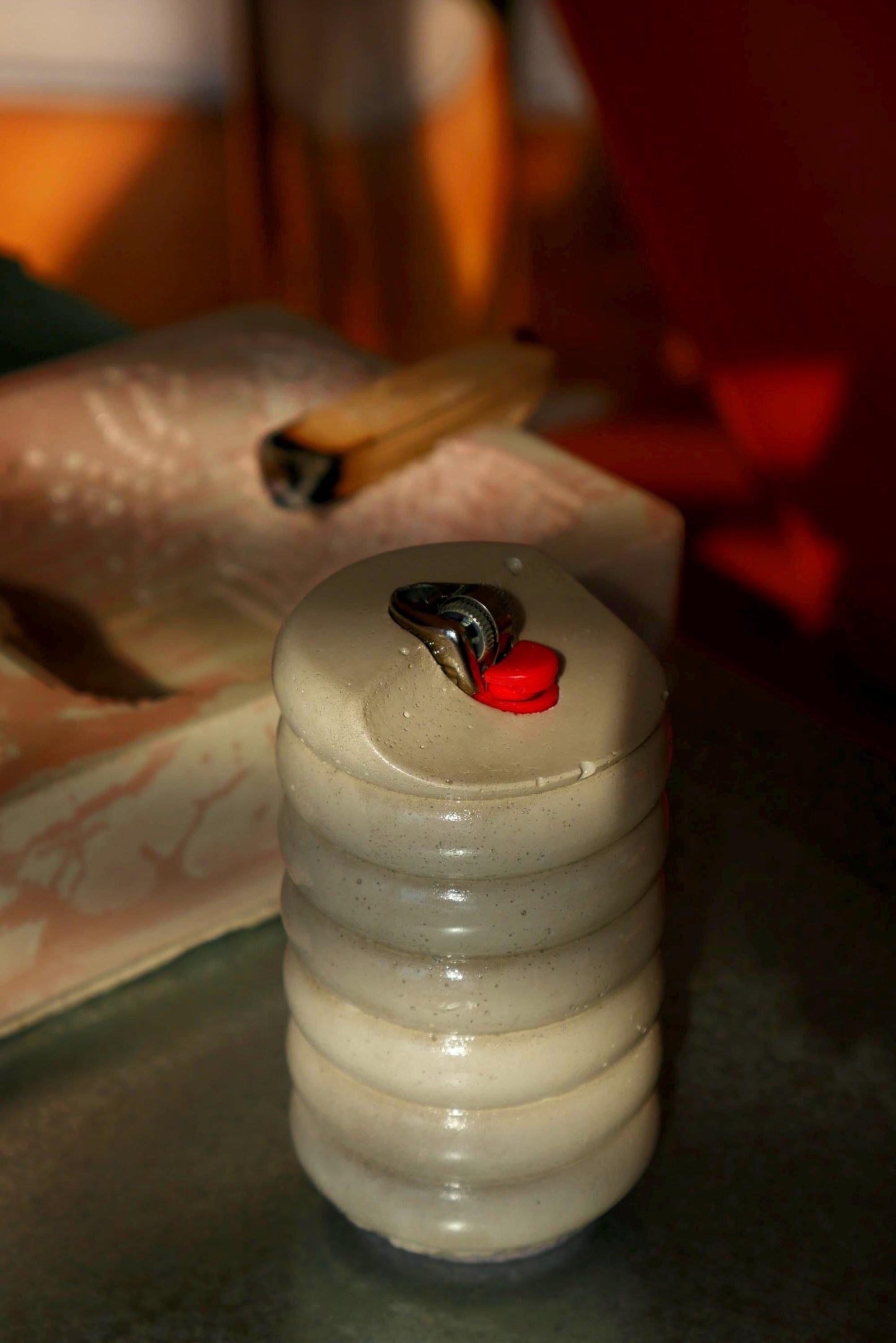 Sculptural Concrete Lighter Case - Handmade Modern Concrete Home Decor