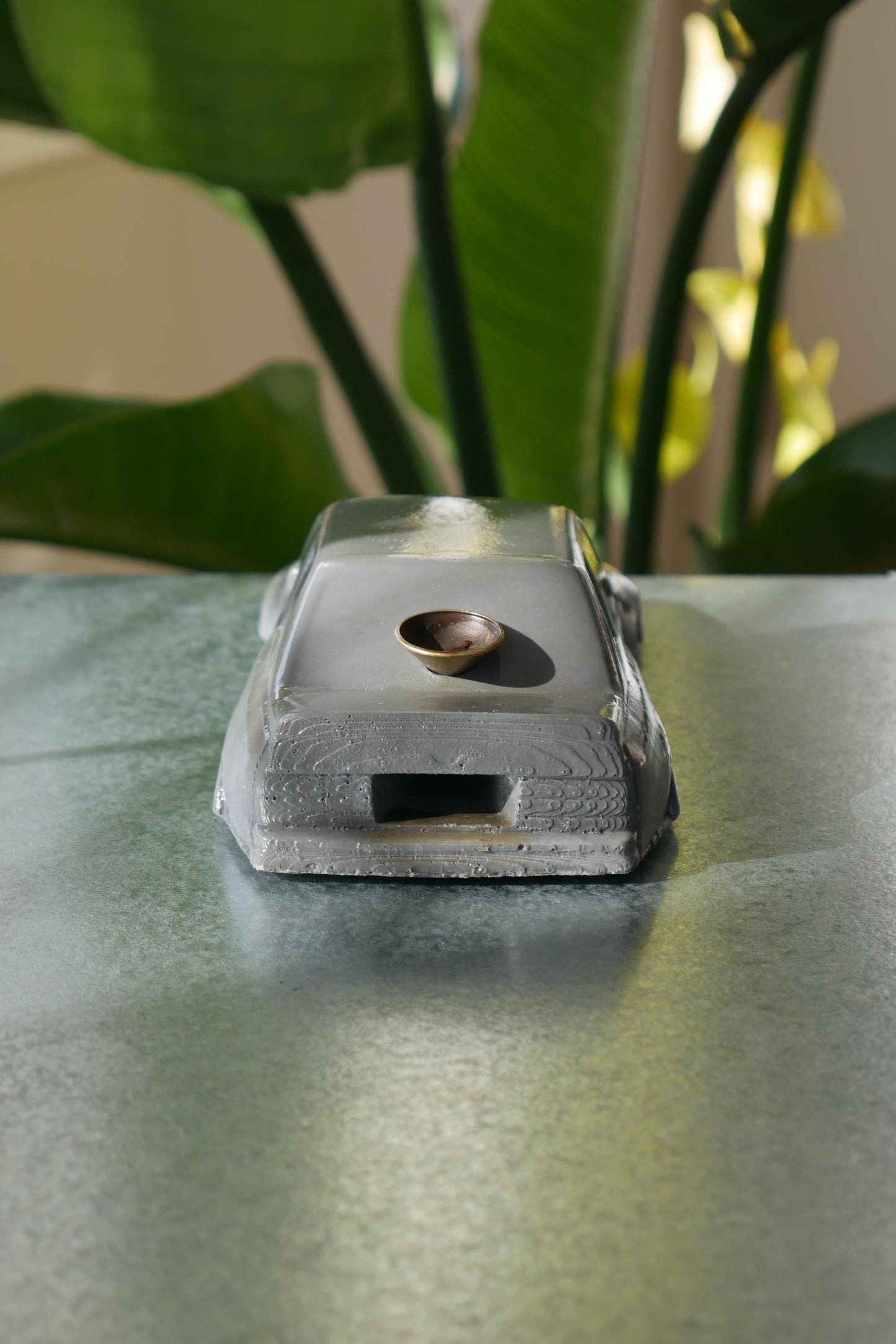German-Style Concrete Car Incense Holder: Handmade Widebody Sculpture with Smoke Effect